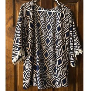 Navy and Beige Kimono